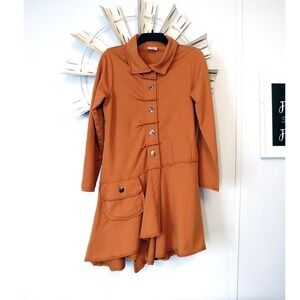 Color Me Cotton‎ Mustard Button Front Jacket Tunic Artsy Lagenlook XS